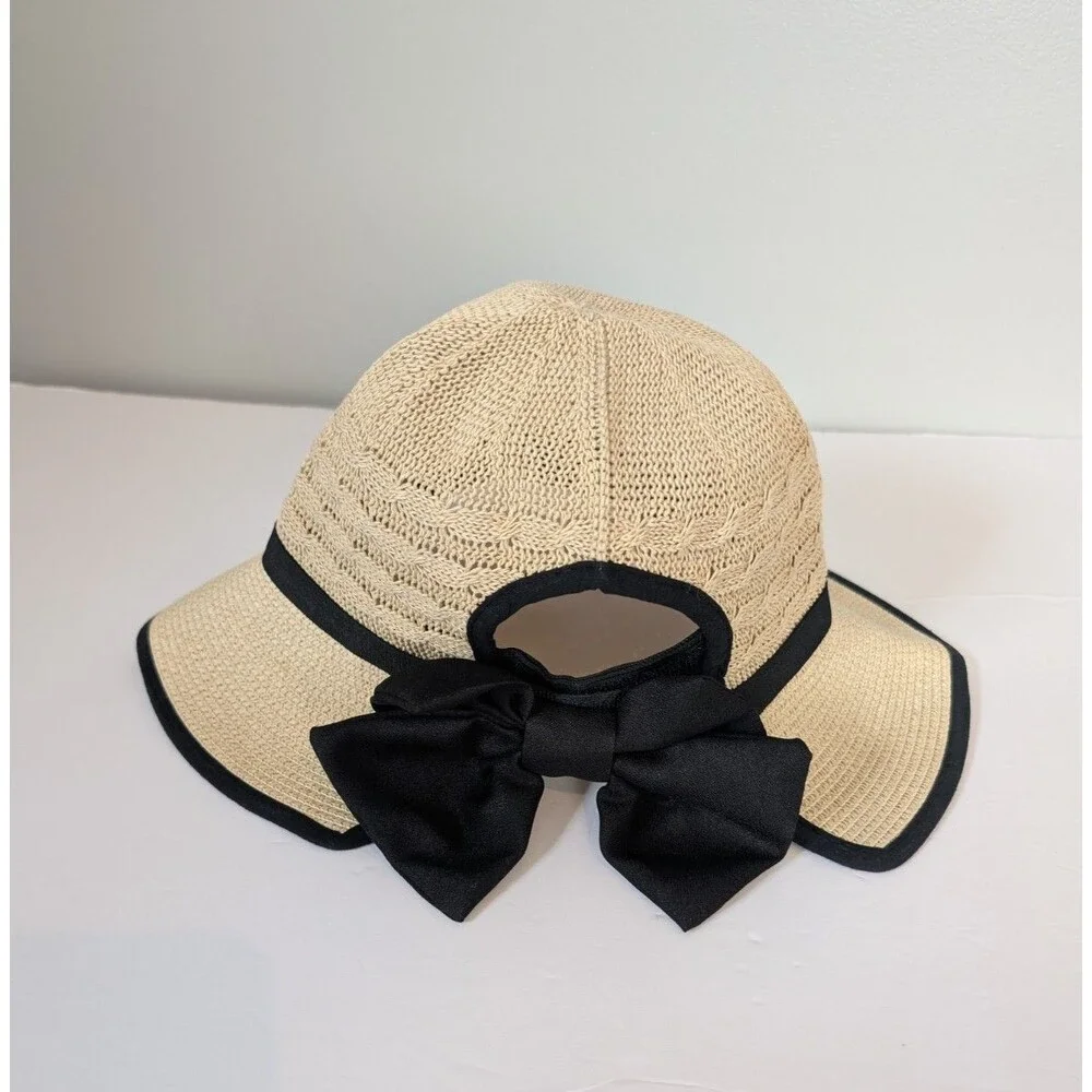 Women’s Straw Hat Black Bow